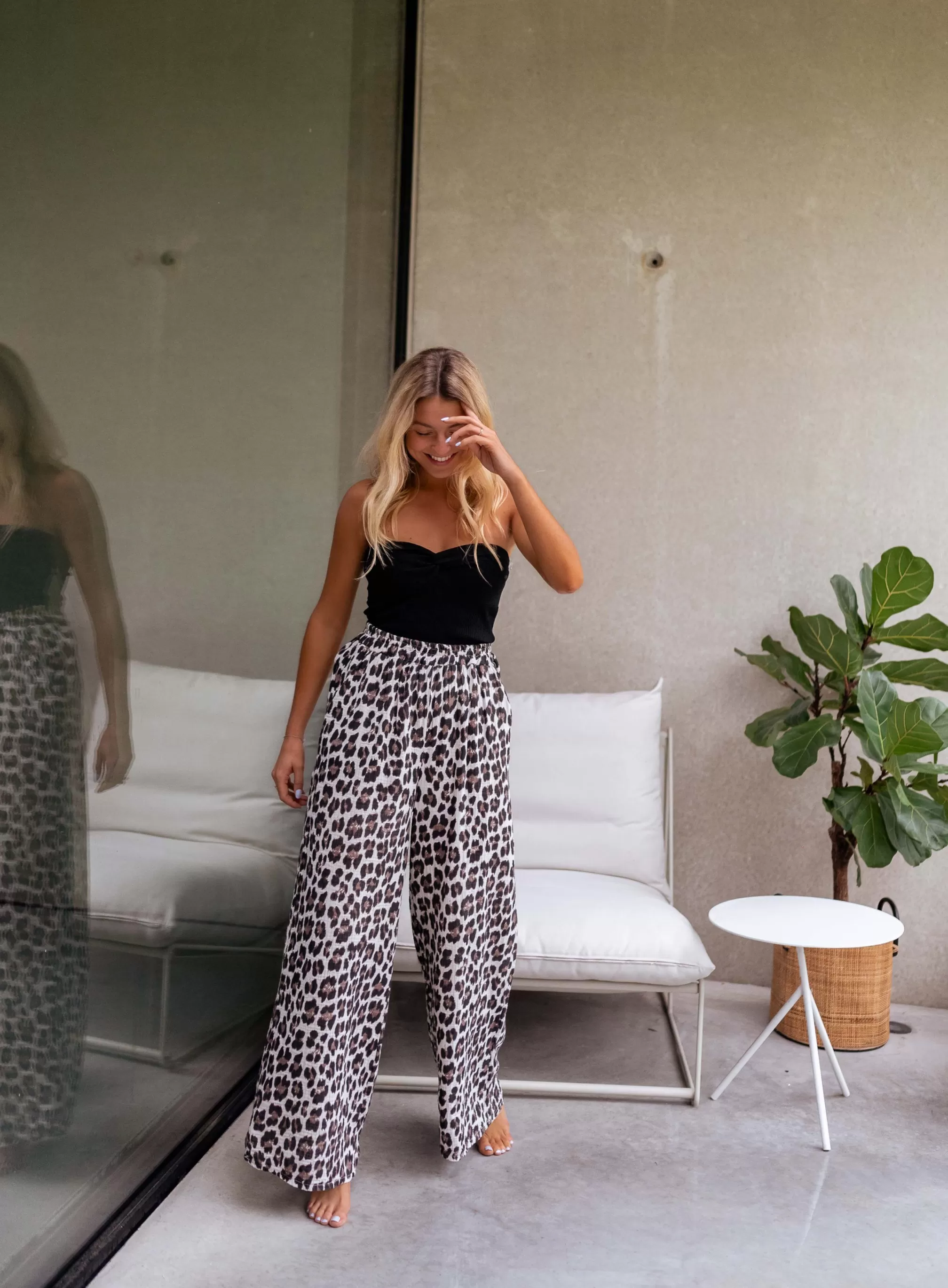 Pants Shiva Léopard In CONTON GAUZE | Fluid Pants Patterned | Ready To-Porter Online | -Easy Clothes Discount