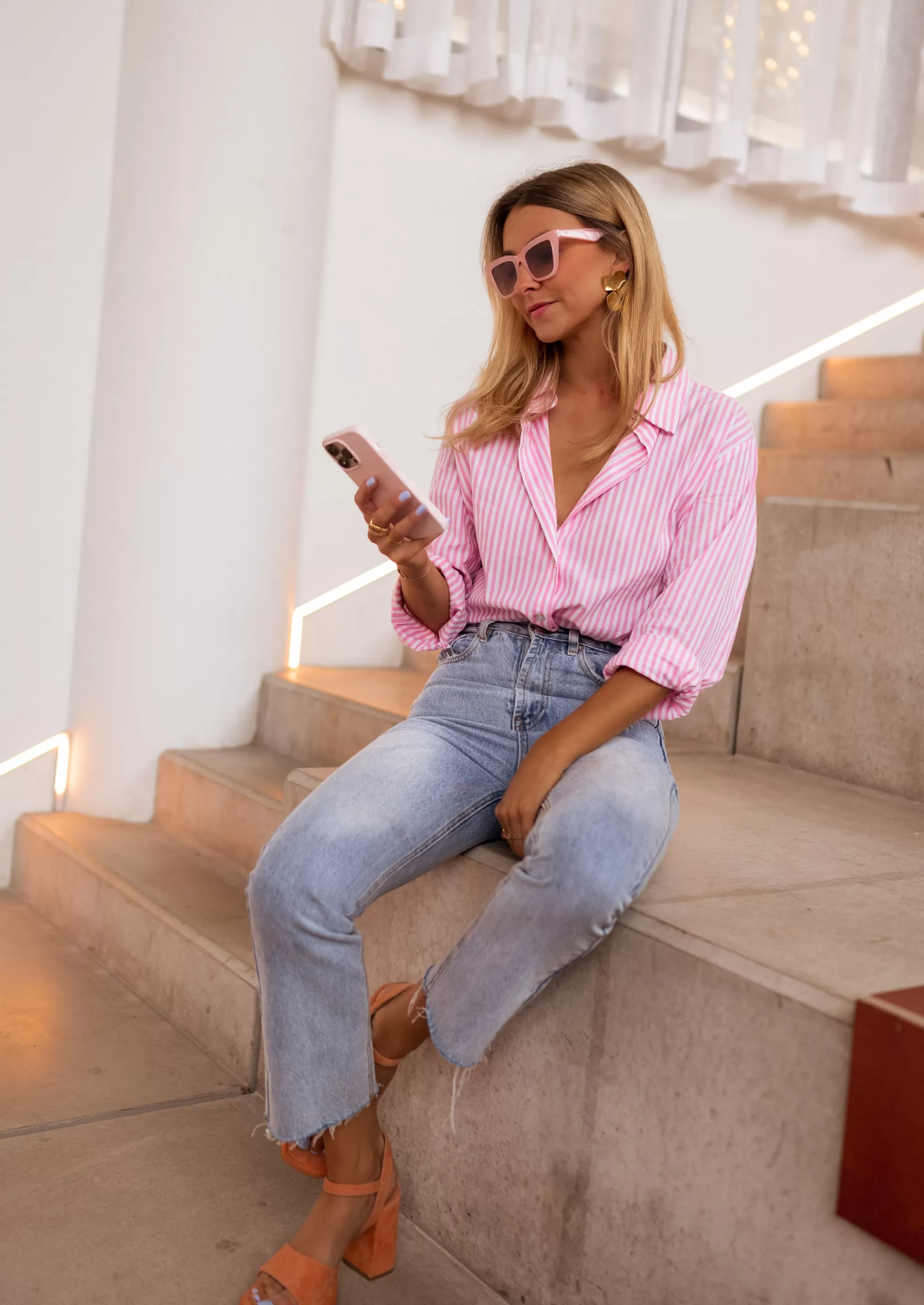 Raphi Shirt Pink Lined | Shirt Linede Pink | Ready To-Porter Online | -Easy Clothes Best Sale