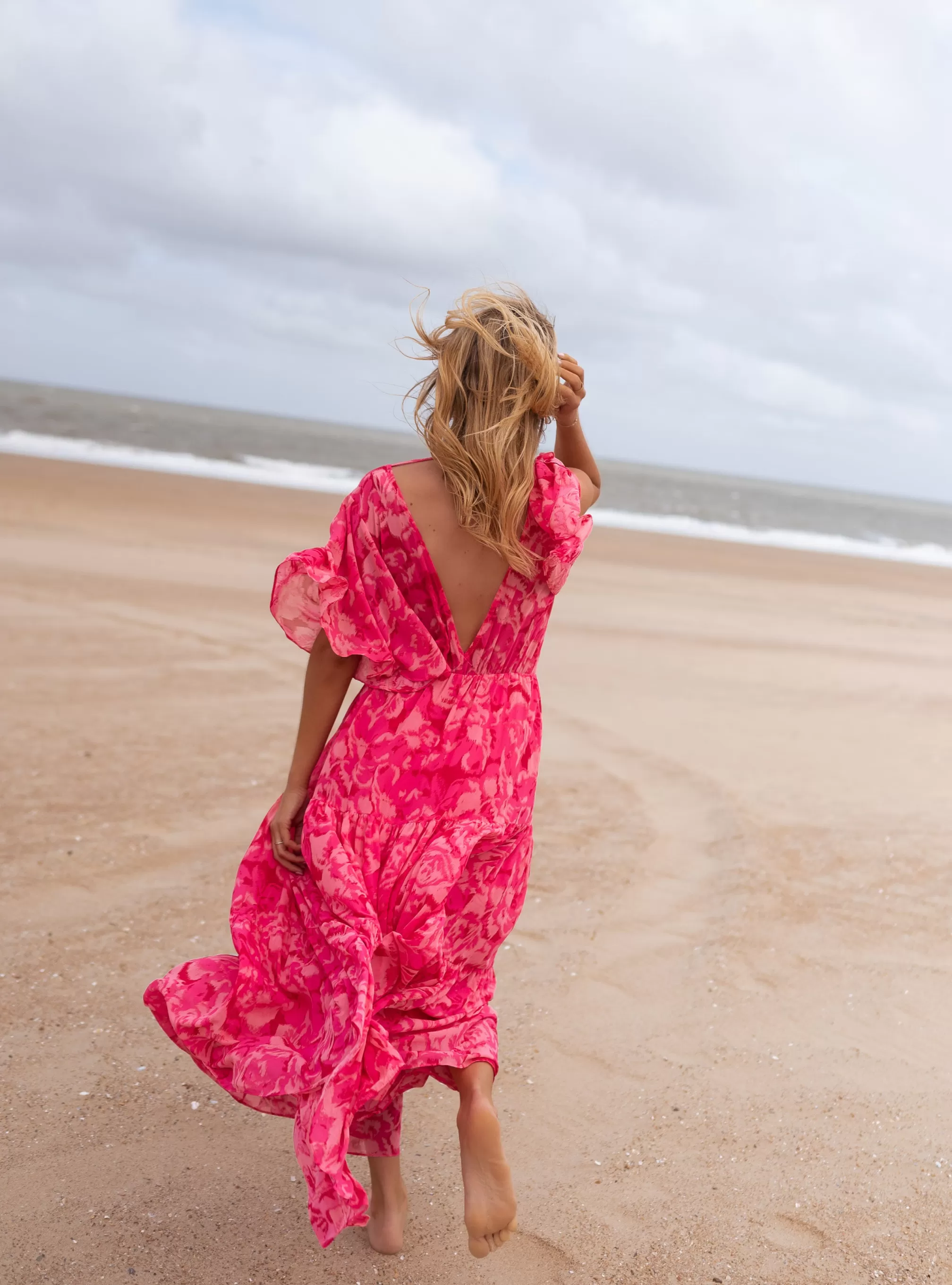 Robe Adama Rose à Motifs | Robe Longue Rose | Prêt-à-porter En Ligne | -Easy Clothes Fashion