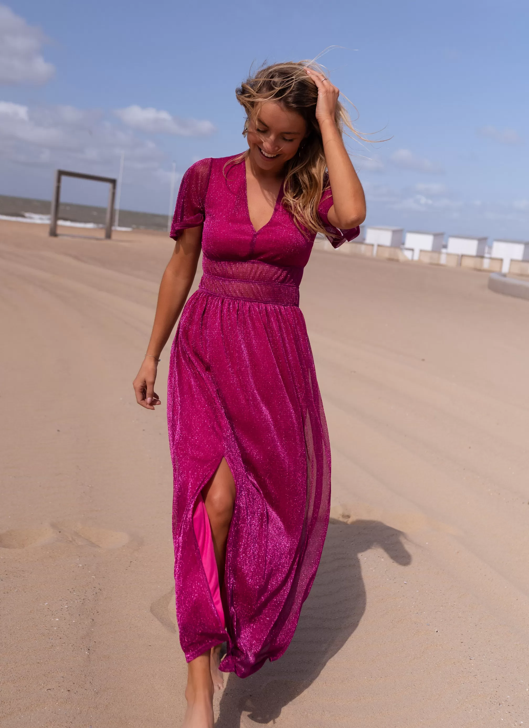 Robe Coline Rose Fuchsia - CREATION | Robe Longue Pailletée | Prêt-à-porter En Ligne | -Easy Clothes Best Sale