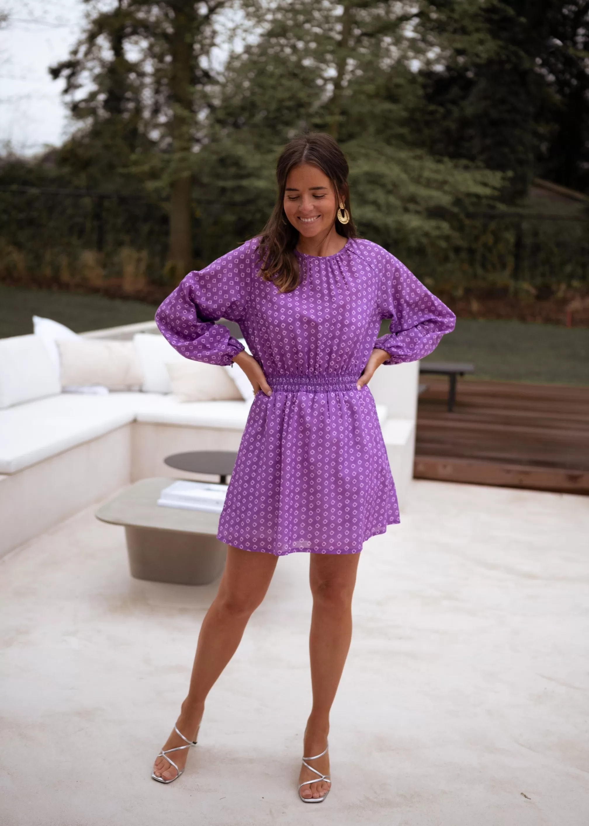 Robe Joly Mauve - CREATION | Robe Mauve Resserrée à La Taille | Prêt-à-porter En Ligne | -Easy Clothes Clearance
