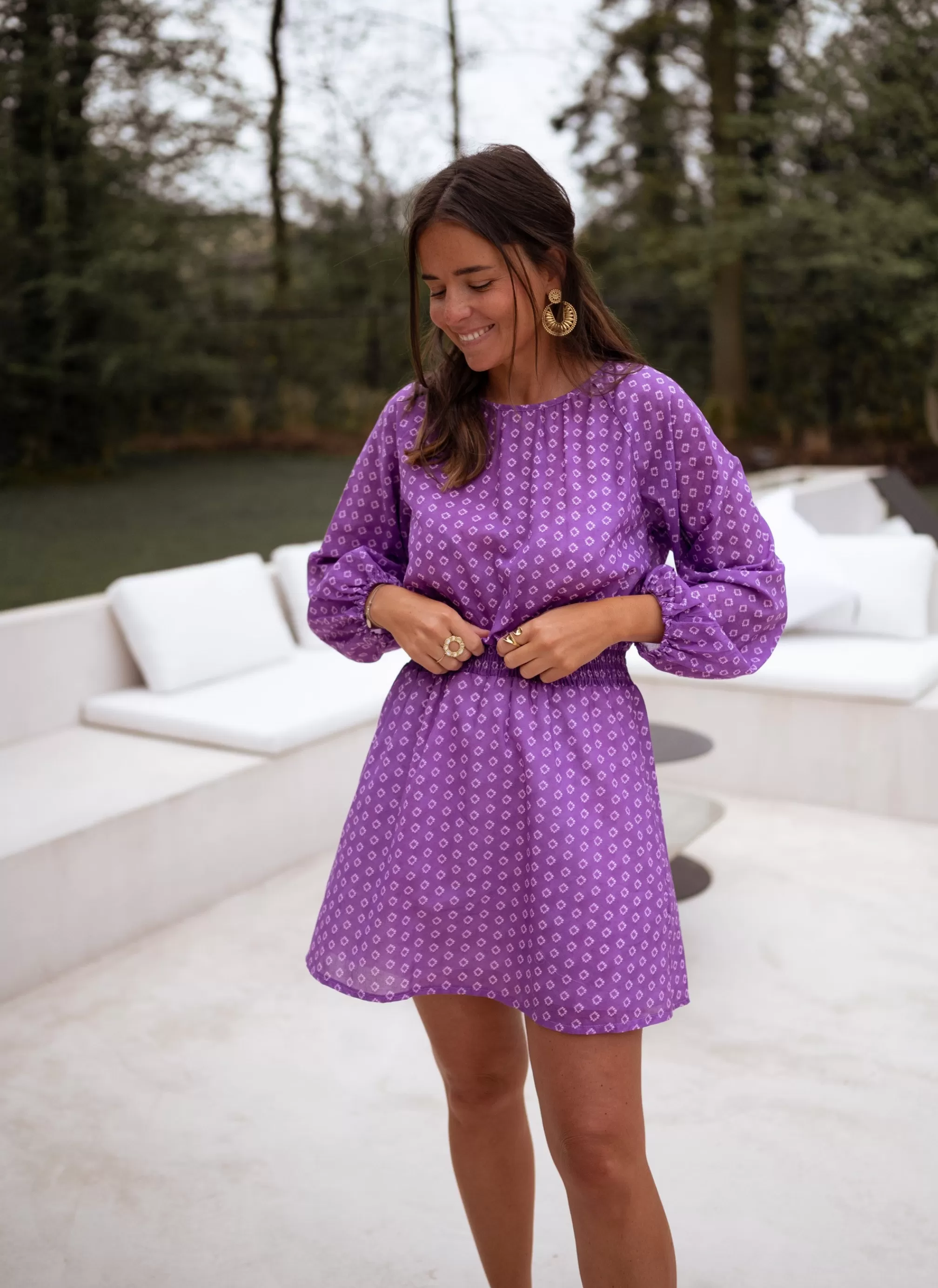 Robe Joly Mauve - CREATION | Robe Mauve Resserrée à La Taille | Prêt-à-porter En Ligne | -Easy Clothes Clearance