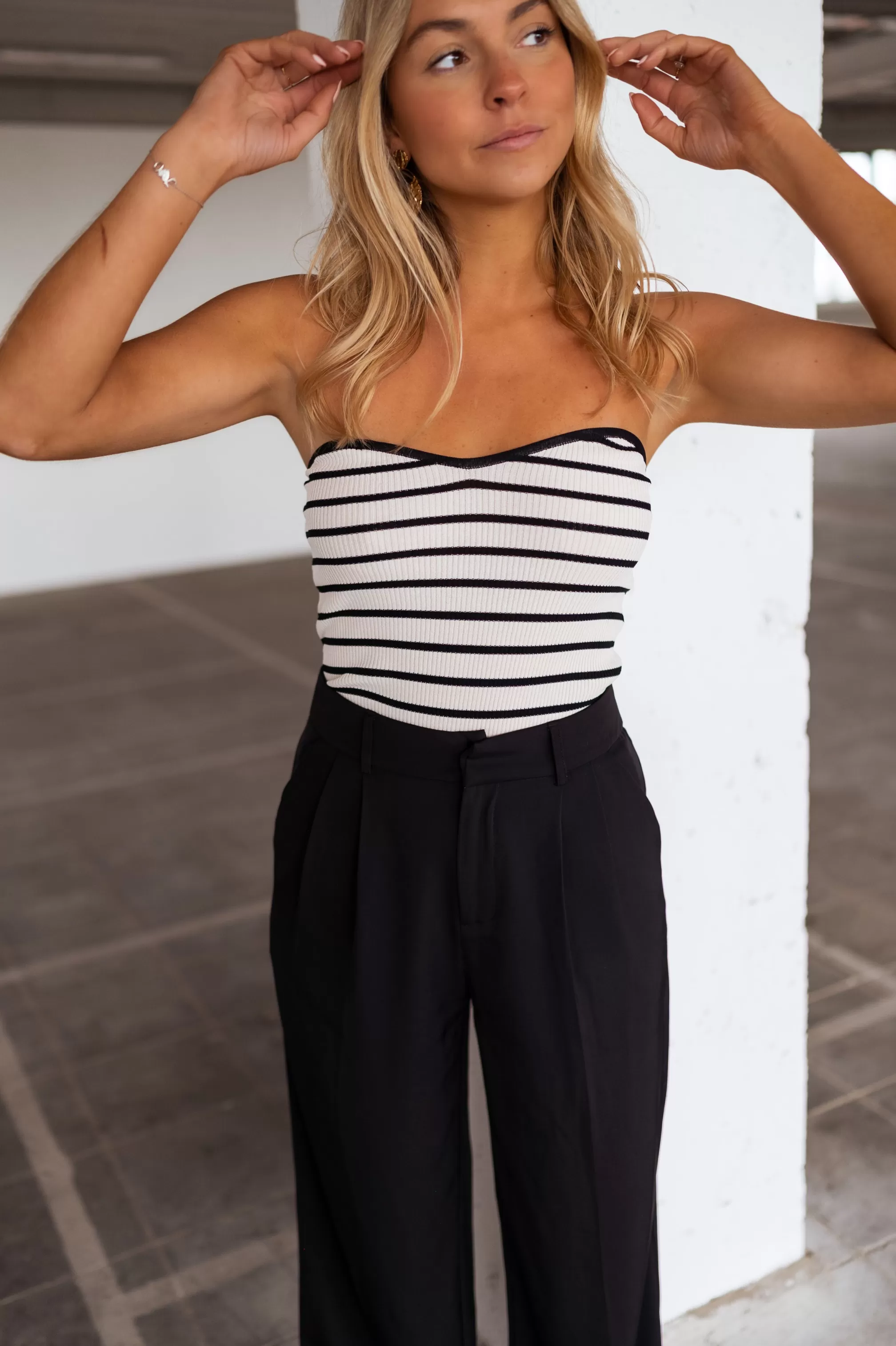 Top Marshall Lined Ecru And Black | Top Headband Lined | Ready To-Porter Online | -Easy Clothes Shop