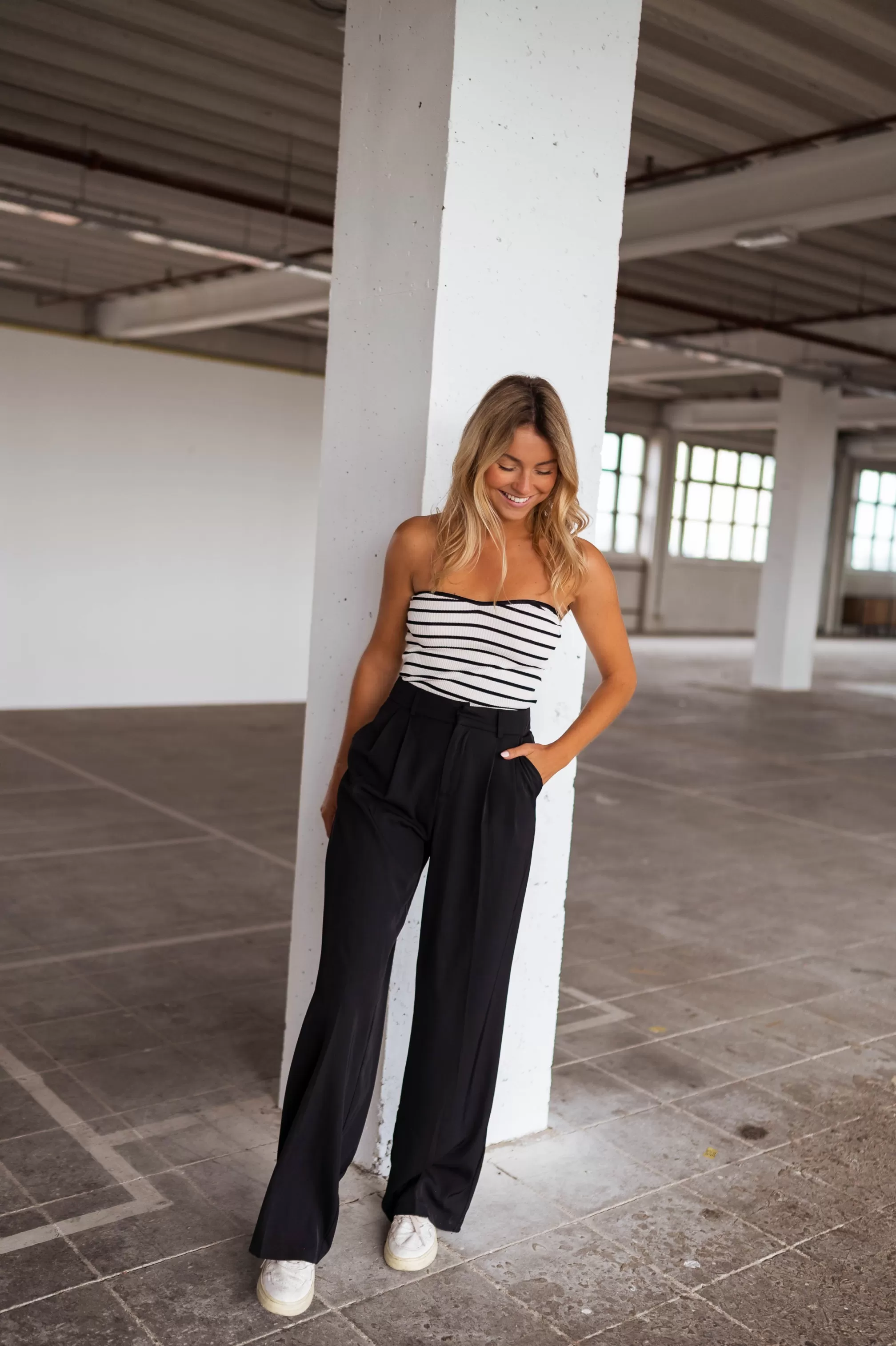 Top Marshall Lined Ecru And Black | Top Headband Lined | Ready To-Porter Online | -Easy Clothes Shop