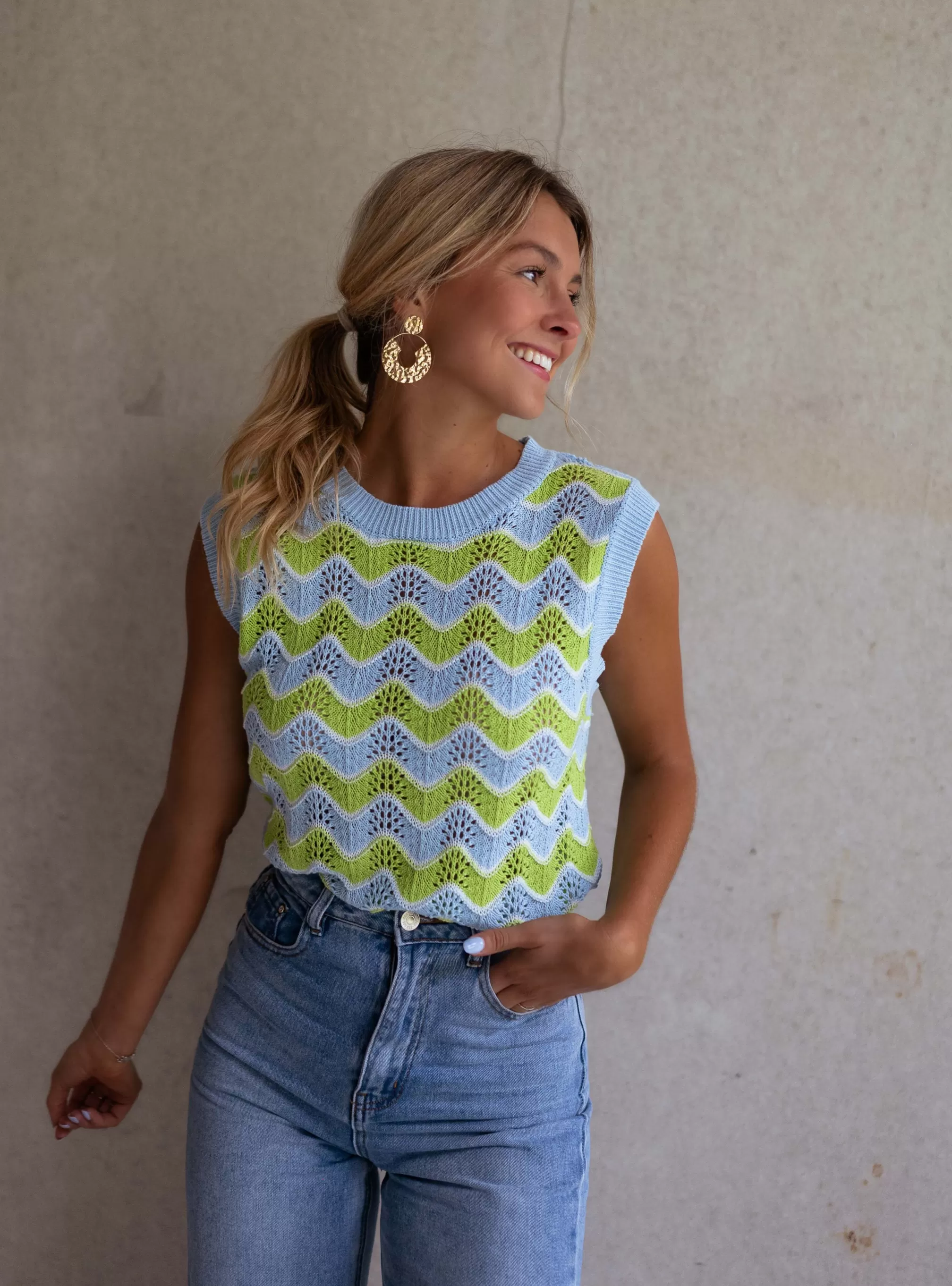 Top Stany In Crochet Green And Blue | Colorful Top In Crochet | Ready To-Porter Online | -Easy Clothes Cheap
