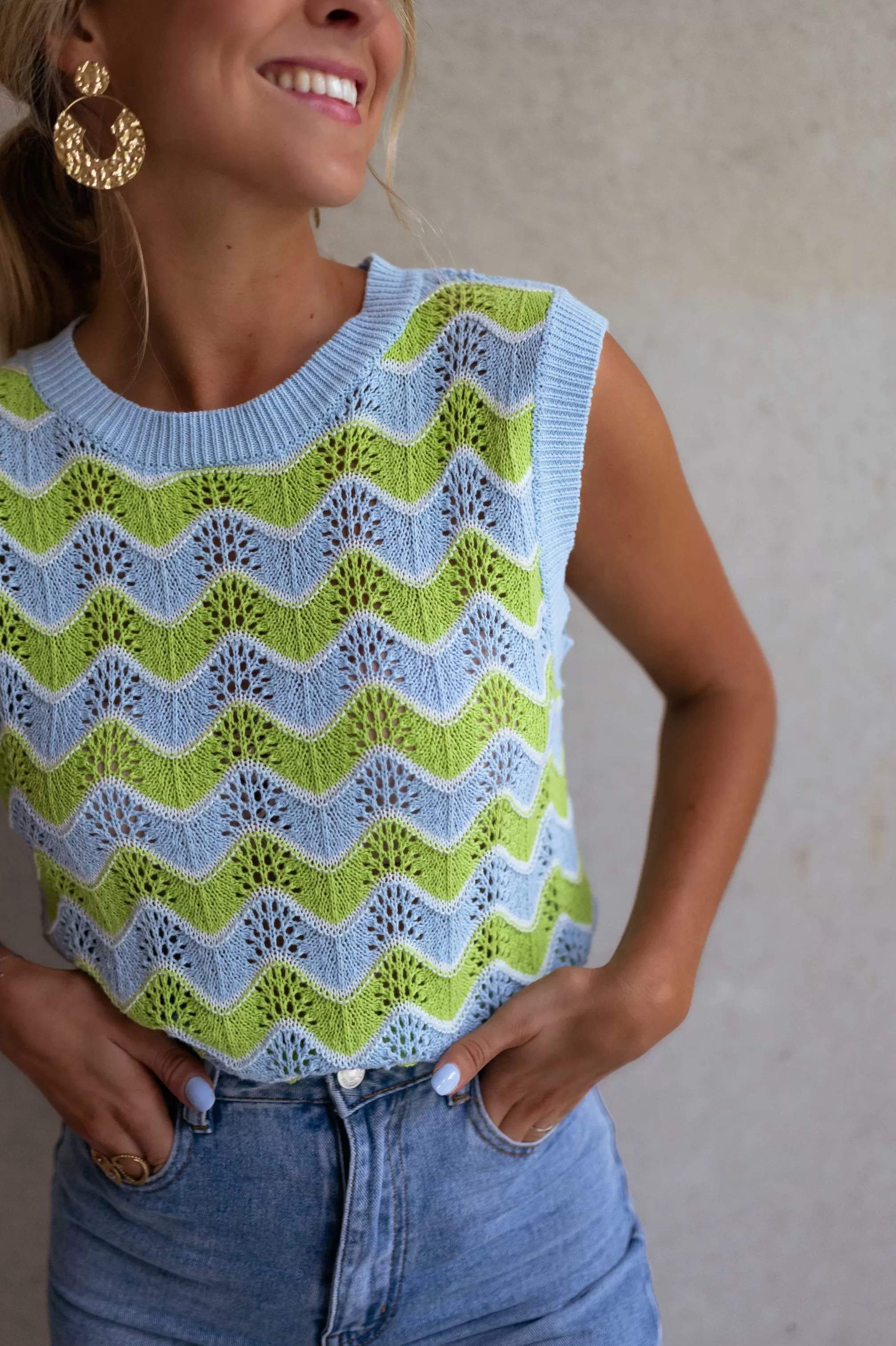 Top Stany In Crochet Green And Blue | Colorful Top In Crochet | Ready To-Porter Online | -Easy Clothes Cheap