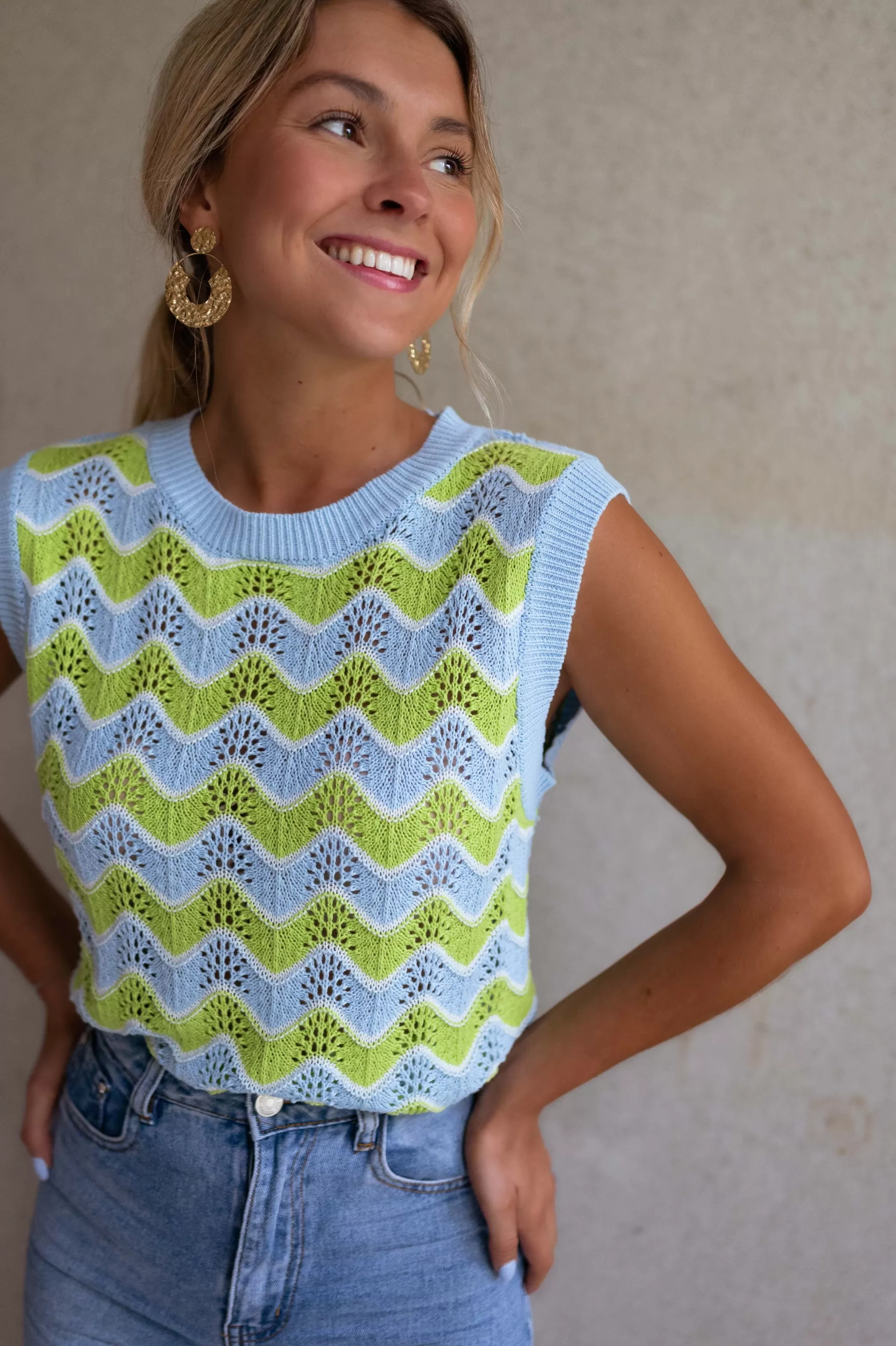 Top Stany In Crochet Green And Blue | Colorful Top In Crochet | Ready To-Porter Online | -Easy Clothes Cheap