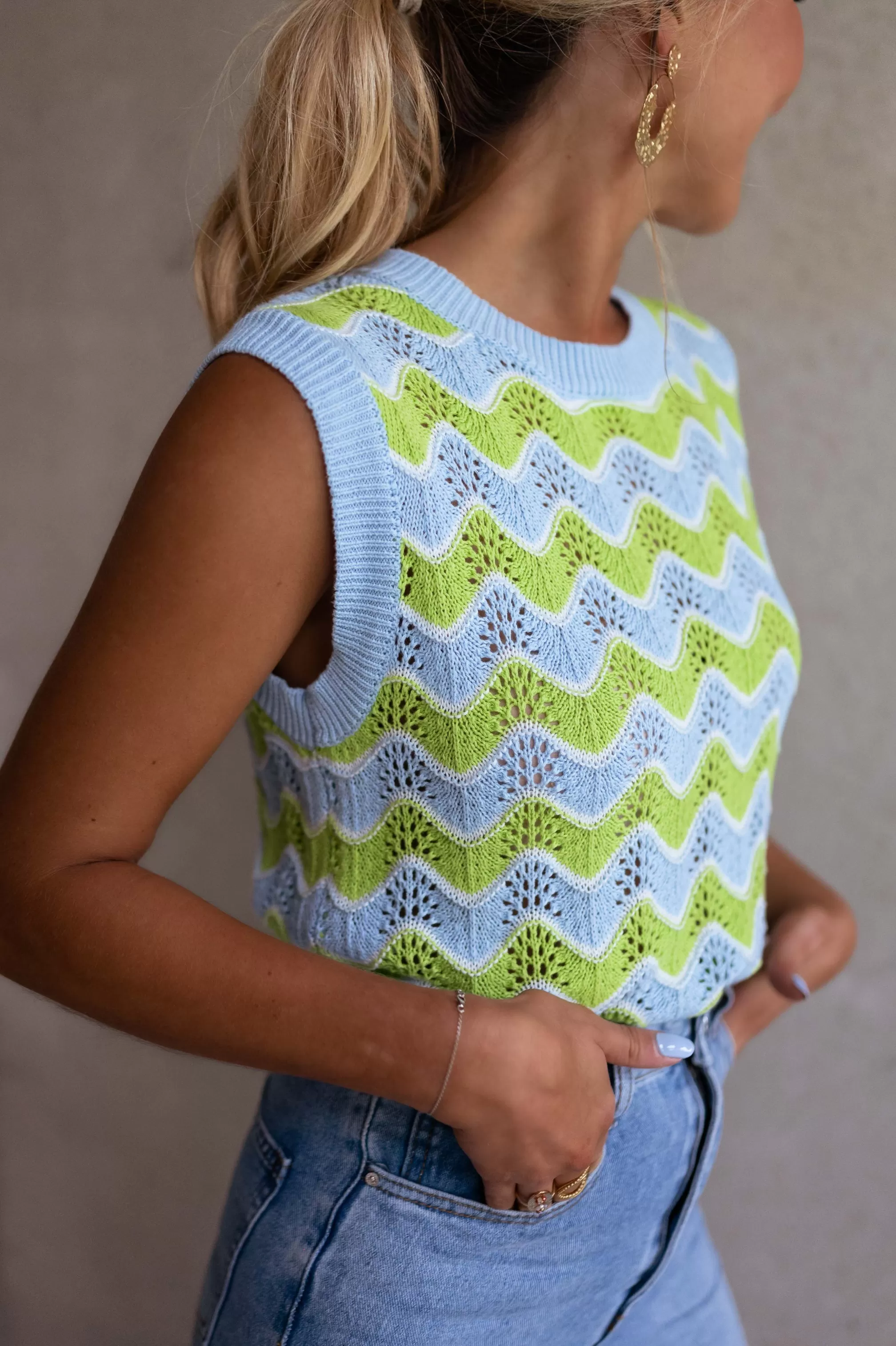 Top Stany In Crochet Green And Blue | Colorful Top In Crochet | Ready To-Porter Online | -Easy Clothes Cheap